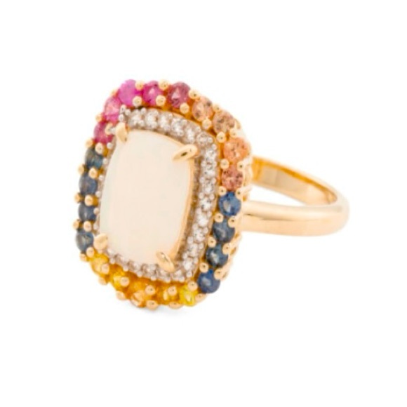 14kt Yellow Gold Opal and Sapphire Ring Size 8 - Picture 1 of 1